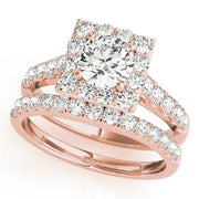 14K Rose Gold 1 3/4 ct tw Halo Diamond Engagement Ring