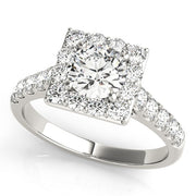 18K White Gold 1 3/4 ct tw Halo Diamond Engagement Ring
