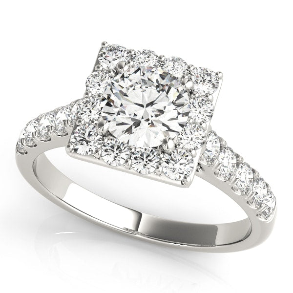 18K White Gold 1 3/4 ct tw Halo Diamond Engagement Ring