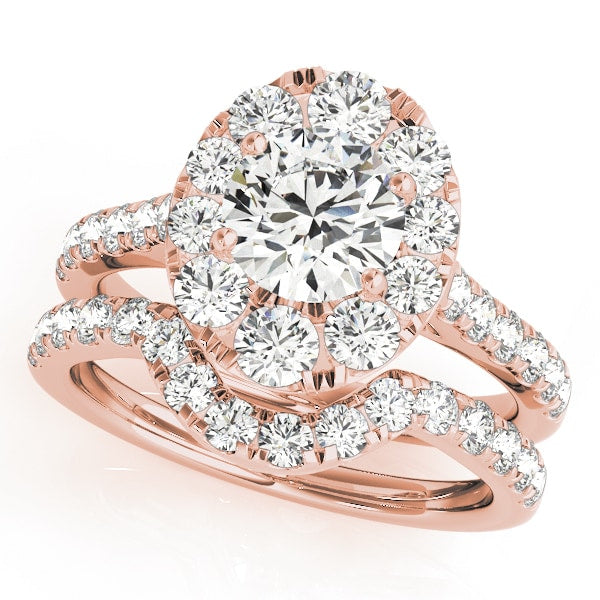 14K Rose Gold 1 7/8 ct tw Halo Diamond Engagement Ring