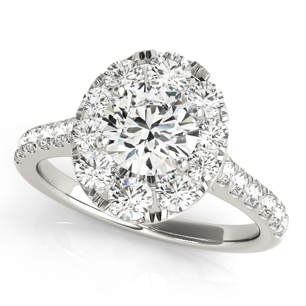 18K White Gold 1 7/8 ct tw Halo Diamond Engagement Ring