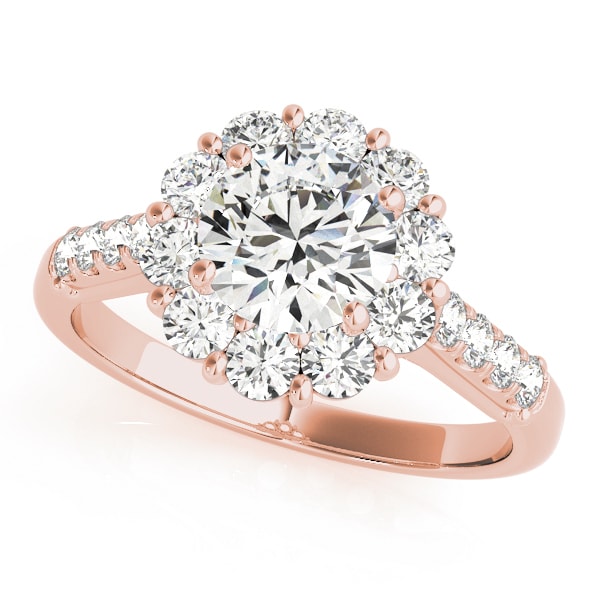 18K Rose Gold 1 7/8 ct tw Halo Diamond Engagement Ring