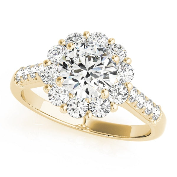 18K Yellow Gold 1 7/8 ct tw Halo Diamond Engagement Ring