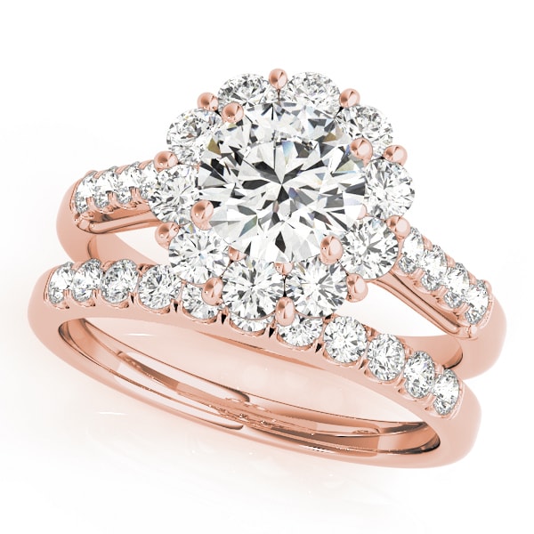 14K Rose Gold 1 7/8 ct tw Halo Diamond Engagement Ring