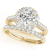 18K Yellow Gold 1 7/8 ct tw Halo Diamond Engagement Ring