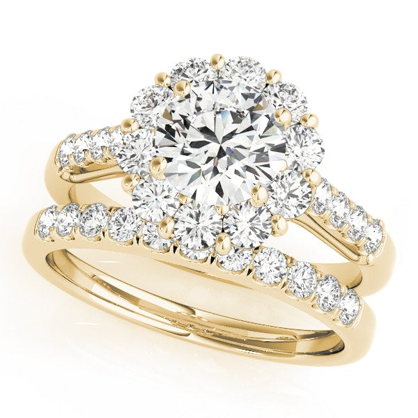 18K Yellow Gold 1 7/8 ct tw Halo Diamond Engagement Ring