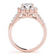 18K Rose Gold 1 7/8 ct tw Halo Diamond Engagement Ring