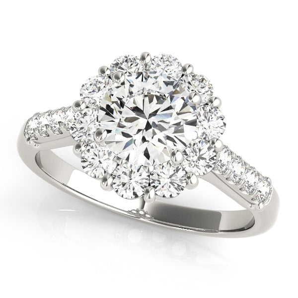 Platinum 1 7/8 ct tw Halo Diamond Engagement Ring