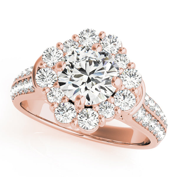 18K Rose Gold 2 CT Diamond Halo Engagement Ring