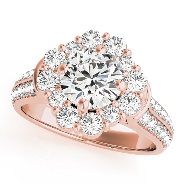 14K Rose Gold 2 ct tw Halo Diamond Engagement Ring