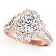 14K Rose Gold Diamond Halo Engagement Ring 2 ctw