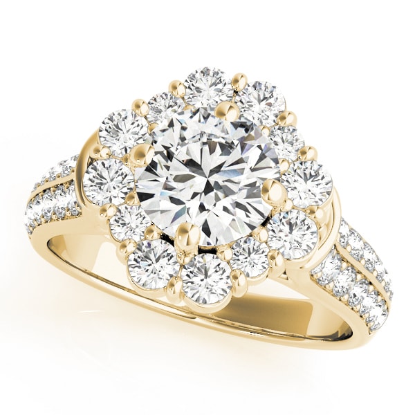 18K Yellow Gold 2 ct tw Halo Diamond Engagement Ring