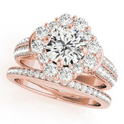 14K Rose Gold 2 ct tw Halo Diamond Engagement Ring