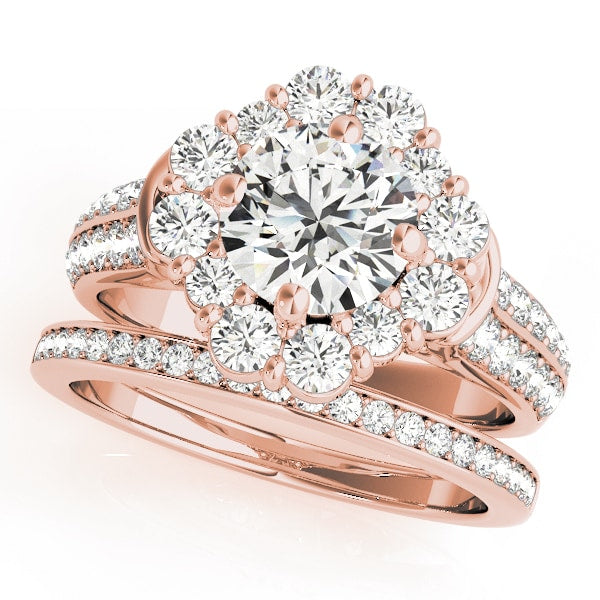 14K Rose Gold 2 ct tw Halo Diamond Engagement Ring