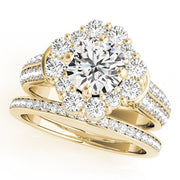 14K Yellow Gold 2 ct tw Halo Diamond Engagement Ring