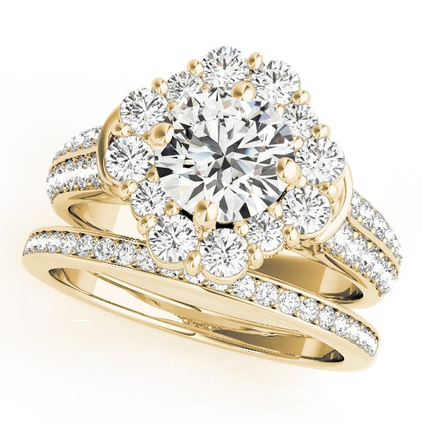 14K Yellow Gold 2 ct tw Halo Diamond Engagement Ring