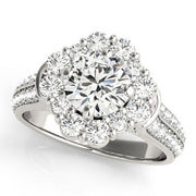 14K White Gold 2 ct tw Halo Diamond Engagement Ring