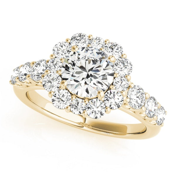 18K Yellow Gold 2 ct tw Halo Diamond Engagement Ring