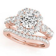 14K Rose Gold 2 ct tw Halo Diamond Engagement Ring