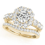 14K Yellow Gold 2 ct tw Halo Diamond Engagement Ring