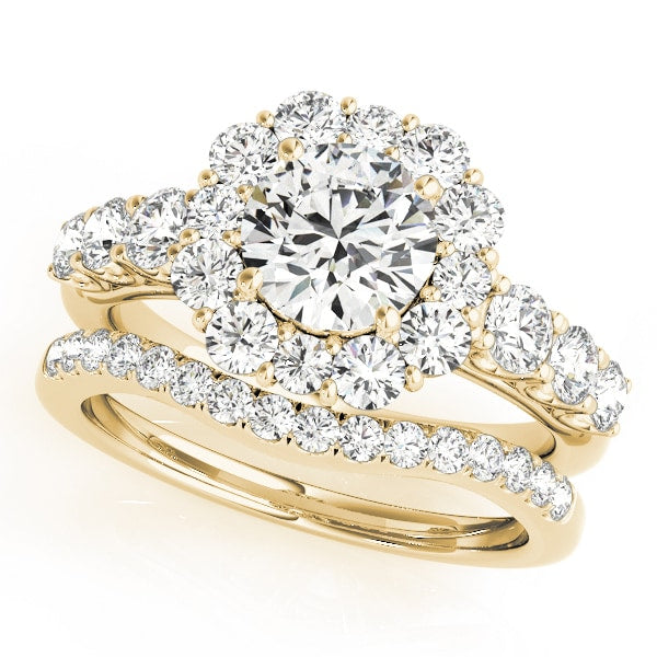 14K Yellow Gold 2 ct tw Halo Diamond Engagement Ring
