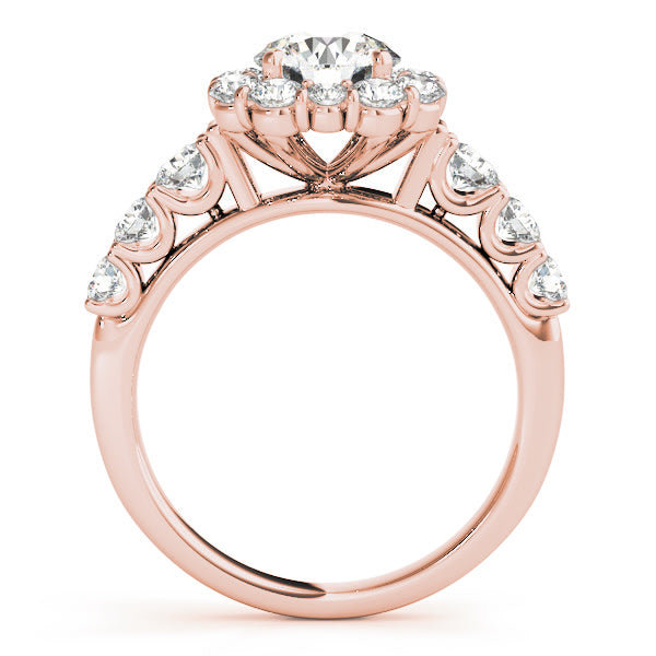 14K Rose Gold 2 ct tw Halo Diamond Engagement Ring