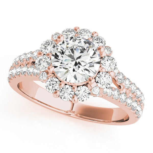 18K Rose Gold 1 7/8 ct tw Halo Diamond Engagement Ring