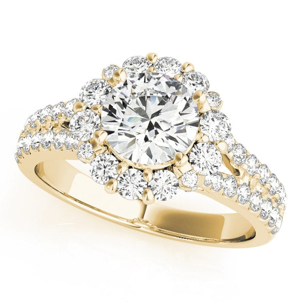 18K Yellow Gold 1 7/8 ct tw Halo Diamond Engagement Ring