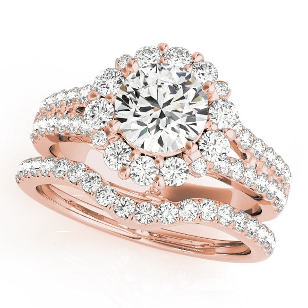 18K Rose Gold 1 7/8 ct tw Halo Diamond Engagement Ring
