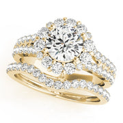 18K Yellow Gold 1 7/8 ct tw Halo Diamond Engagement Ring