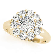 14K Yellow Gold Diamond Halo Engagement Ring 2 ctw