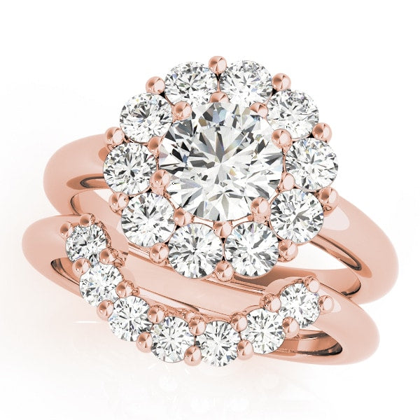 18K Rose Gold 2 ct tw Halo Diamond Engagement Ring