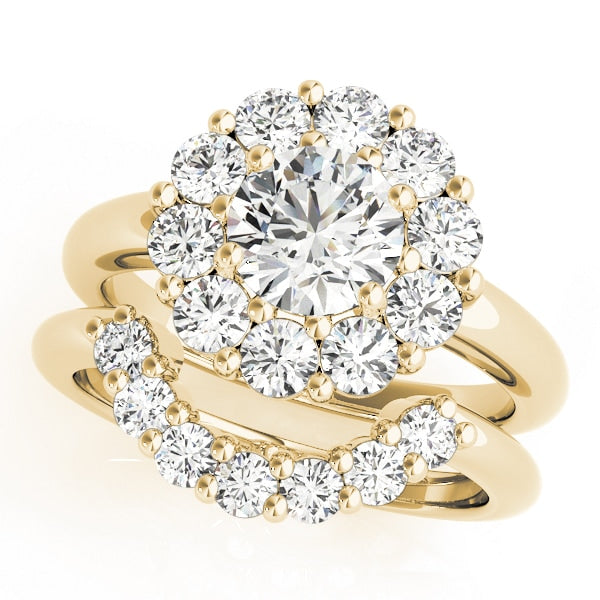 18K Yellow Gold 2 ct tw Halo Diamond Engagement Ring
