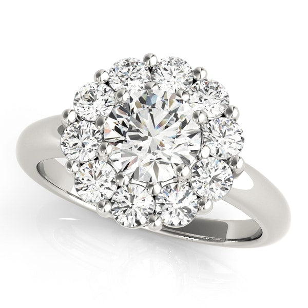 14K White Gold 2 ct tw Halo Diamond Engagement Ring