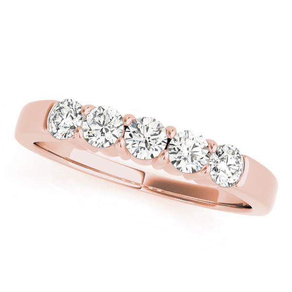 18K Rose Gold 5-Stone Diamond Wedding Ring