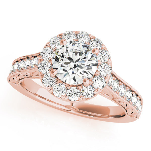 18K Rose Gold 1 ct Diamond Halo Engagement Ring
