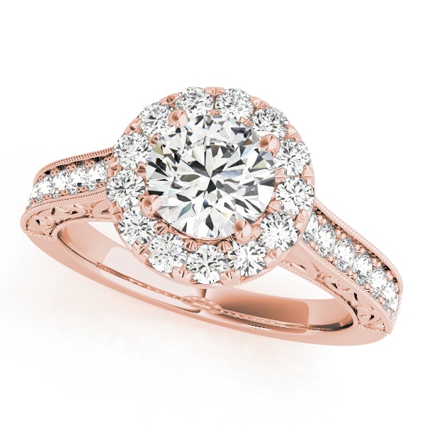 14K Rose Gold 1 5/8 ct tw Halo Diamond Engagement Ring