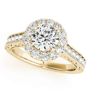 14K Yellow Gold Diamond Halo Engagement Ring 1 ct