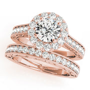 14K Rose Gold 1 5/8 ct tw Halo Diamond Engagement Ring
