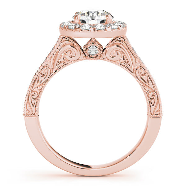 18K Rose Gold 1 5/8 ct tw Halo Diamond Engagement Ring
