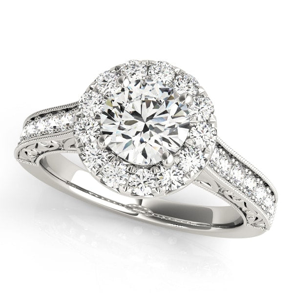Platinum 1 5/8 ct tw Halo Diamond Engagement Ring