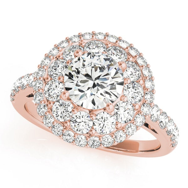 18K Rose Gold 2 ct tw Halo Diamond Engagement Ring
