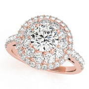 14K Rose Gold Diamond Halo Engagement Ring 2 ctw