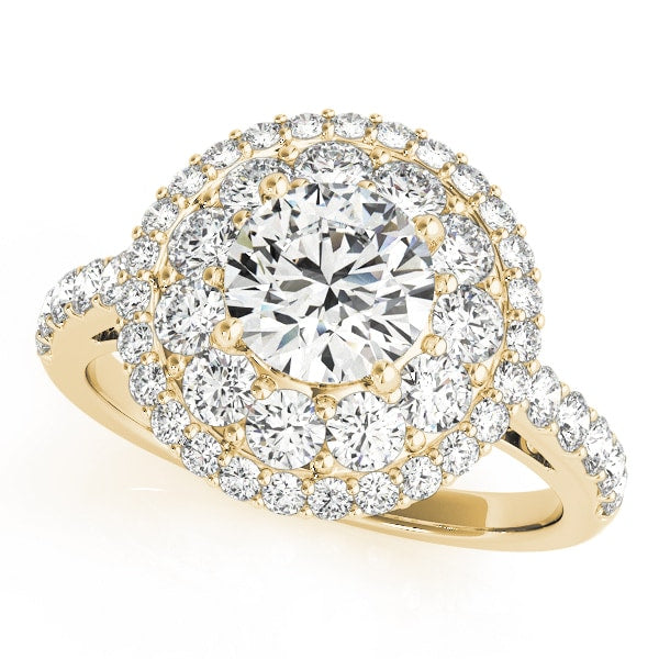18K Yellow Gold 2 ct tw Halo Diamond Engagement Ring
