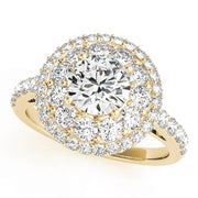14K Yellow Gold Round Diamond Halo Engagement Ring