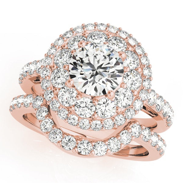 18K Rose Gold 2 ct tw Halo Diamond Engagement Ring