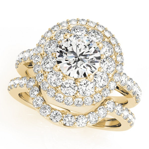 18K Yellow Gold 2 ct tw Halo Diamond Engagement Ring
