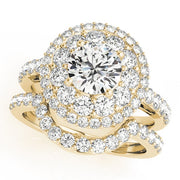 14K Yellow Gold 2 ct tw Halo Diamond Engagement Ring