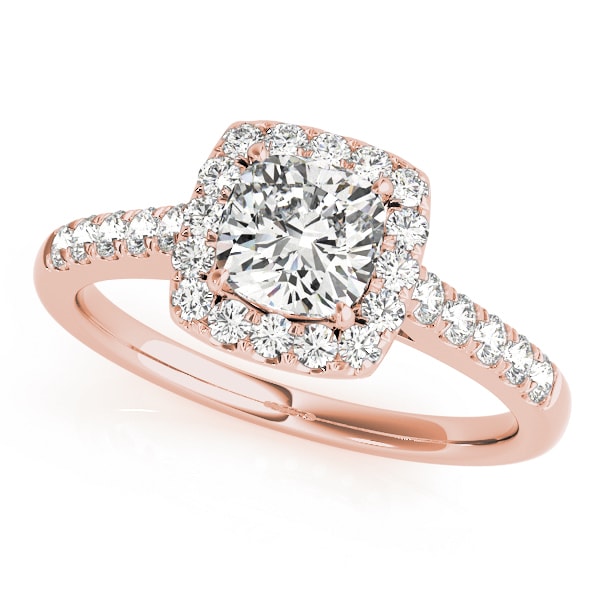 18K Rose Gold 1 1/3 ct tw Halo Diamond Engagement Ring