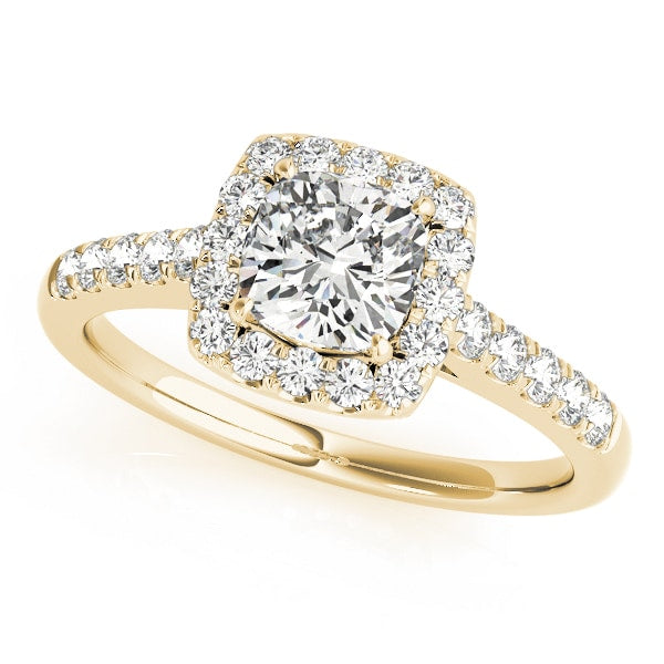 14K Yellow Gold 1 1/3 ct tw Halo Diamond Engagement Ring